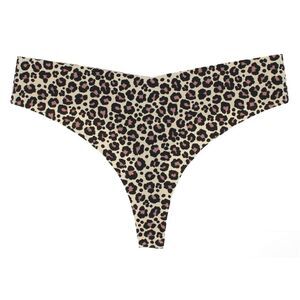 CTM Women's Seamless Leopard Print Thong Underwear